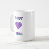 HAPPY HELLO FARBIGES HERZ KAFFEETASSE (Vorderseite Links)