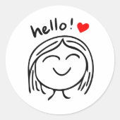 Happy Hello Runder Aufkleber (Vorderseite)