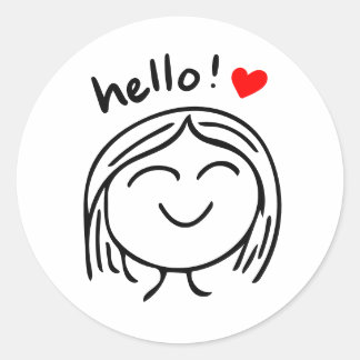 Happy Hello Runder Aufkleber