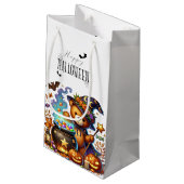Happy Helloween Niedlich Wizard Bear Kleine Geschenktüte (Rückseite Schrägansicht)