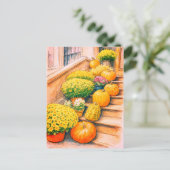 Happy Herbst Erntedank Pumpkin Postcard Postkarte (Stehend Vorderseite)