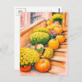 Happy Herbst Erntedank Pumpkin Postcard Postkarte (Vorne/Hinten)