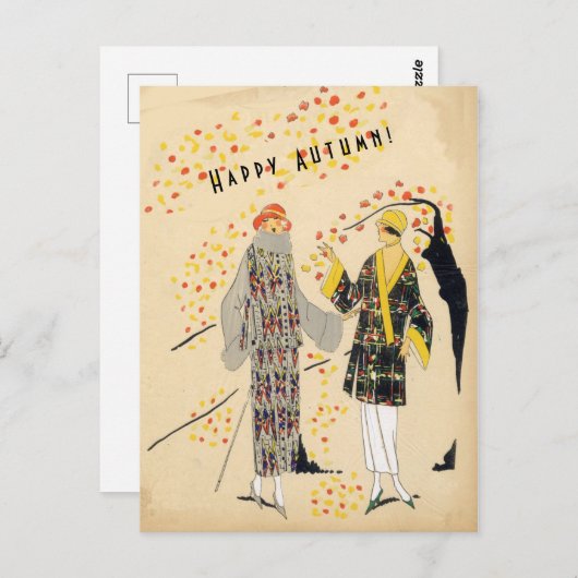 Happy Herbst Flapper Fashions im Herbst Postkarte (Vorne/Hinten)