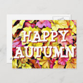 Happy Herbst Herbstlaube Postkarte (Vorne/Hinten)