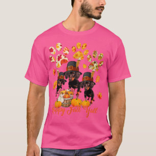 Happy Herbst Jal Erntedank Drei Dackeln Hund T-Shirt