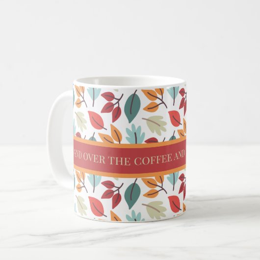 Happy Herbst personalisierte Blätter Muster Kaffeetasse (Vorderseite Links)