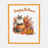 Happy Herbst Ragdoll Cat and Pumpkins Fleecedecke (Vorderseite)