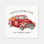 Happy Herbst Red Truck Pumpkins Personalisiert Serviette (Vorderseite)