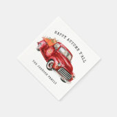 Happy Herbst Red Truck Pumpkins Personalisiert Serviette (Ecke)