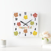 Happy Herbstlaubs Quadratische Wanduhr (Zuhause)