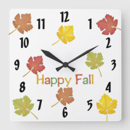 Happy Herbstlaubs Quadratische Wanduhr