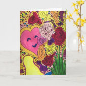 Happy Herz und Blume Karte (Gelbe Blume)