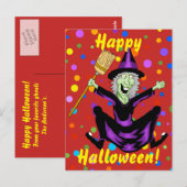 Happy Hexe Halloween Postcard Postkarte (Vorne/Hinten)