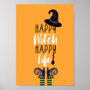 Happy Hexe Happy Life   Orange Halloween Hexe Poster