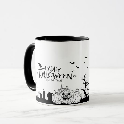Happy Hhalloween Trick oder Leckerbissen Tasse (Vorderseite Links)