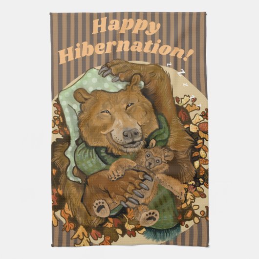 Happy Hibernation Cudly Bear Kitchen Handtuch (Vertikal)