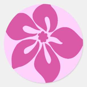 "Happy Hibiscus"-Sticker in Fuchsia Runder Aufkleber