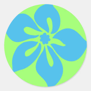 "Happy Hibiscus"-Sticker in Limette/Türkis Runder Aufkleber