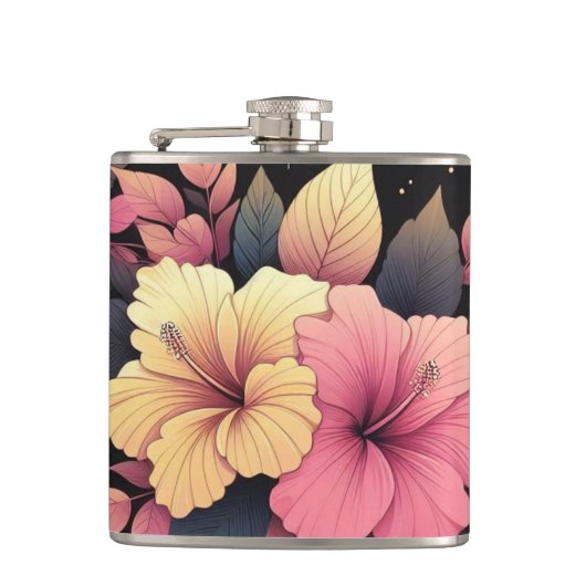 Happy Hibiskus Flachmann (Vorderseite)