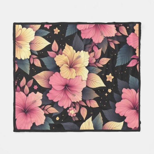 Happy Hibiskus Fleecedecke (Vorderseite (Horizontal))