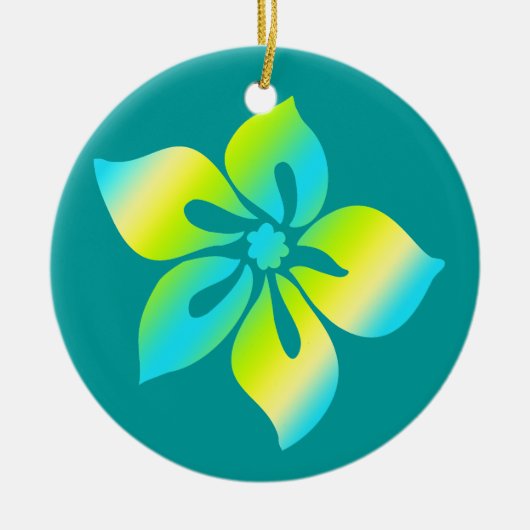Happy Hibiskus Hawaiian Ornaments Keramik Ornament (Vorne)