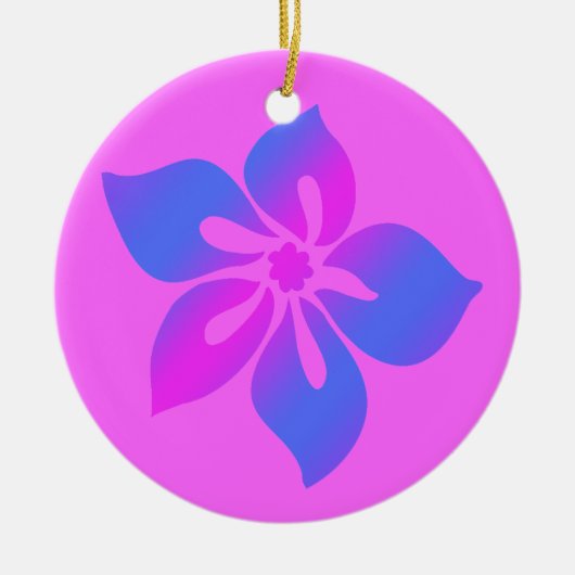 Happy Hibiskus Hawaiian Ornaments Keramikornament (Vorne)