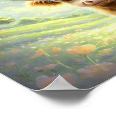 Happy Highland Kuh umgeben von lebhaften Blüten Poster (Ecke)