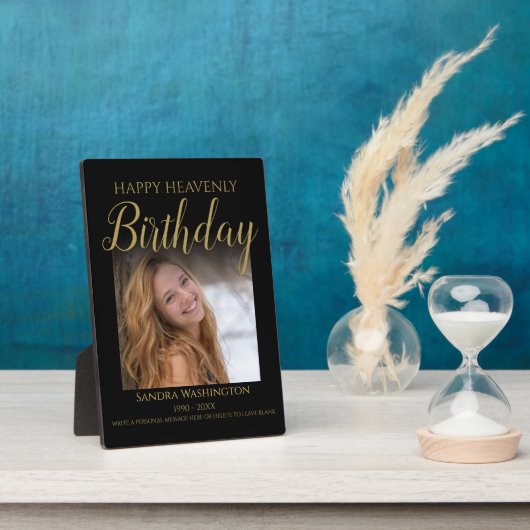 Happy Himmlisch Birthday Foto Memorial Fotoplatte (Seite)