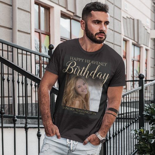 Happy Himmlisch Birthday Foto Memorial T - Shirt