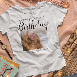 Happy Himmlisch Birthday Foto Memorial T-Shirt