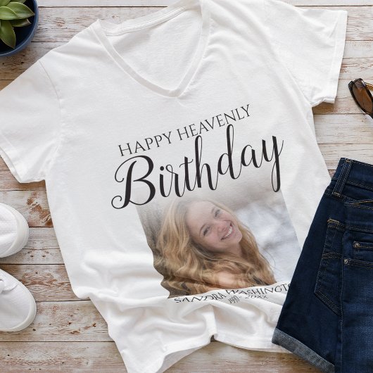 Happy Himmlisch Birthday Foto Memorial T - Shirt