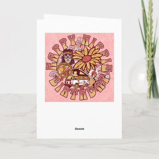 Happy Hippie Birthday Retro Karte (Rückseite)