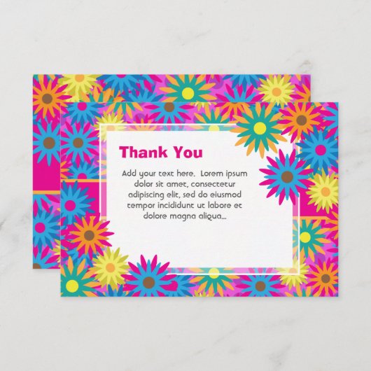 Happy Hippie Blume Power Vielen Dank Anmerkungen Einladung (Vorne/Hinten)