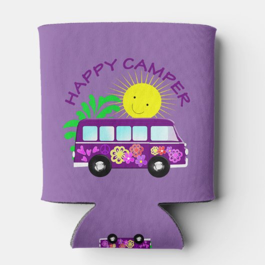 Happy Hippie Camper Van Fun farbenfrohe Grafik Dosenkühler (Rückseite)