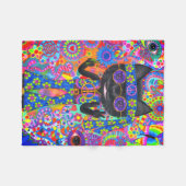 Happy Hippie Cat Sonnenbrille Peace Sign Blume Fleecedecke (Vorderseite (Horizontal))