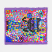 Happy Hippie Cat Sunglasses Peace Signes Blume Fleecedecke (Vorderseite (Horizontal))