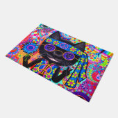 Happy Hippie Cat Sunglasses Peace Signes Blume Fußmatte (Schrägansicht)