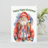 Happy Hippie Christmas Feiertagskarte (Stehend Vorderseite)