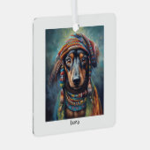 Happy Hippie Dackel anpassbar Ornament Aus Metall (Vorderseite Rechts)