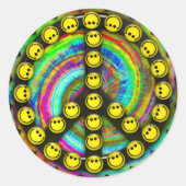 Happy Hippie Peace Runder Aufkleber (Vorderseite)