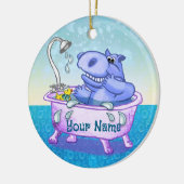 Happy Hippo Bath Keramik Ornament (Links)