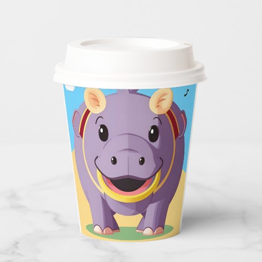 Happy Hippo Character Pappbecher (Vorderseite)