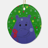 Happy Hippo Christmas Design Keramikornament (Links)