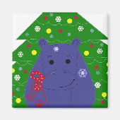 Happy Hippo Christmas Design Magnet (Vorne)