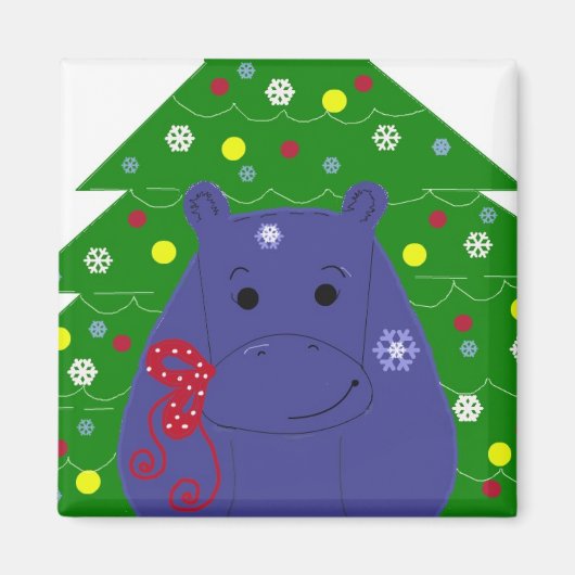 Happy Hippo Christmas Design Magnet (Vorne)