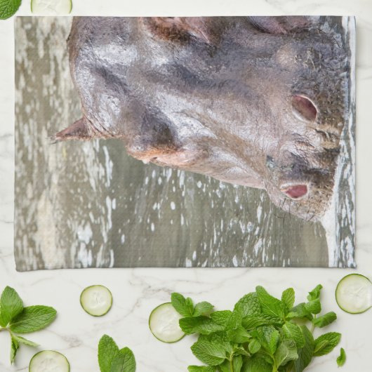 Happy Hippo Geschirrtuch (Gefaltet)