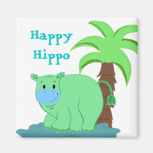 Happy Hippo im Wasser Magnet (Vorne)