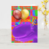 Happy Hippo Künstlerisch Lila Karte (Gelbe Blume)