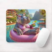 Happy Hippo mit Drink Mousepad (Mit Mouse)