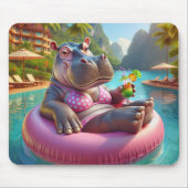 Happy Hippo mit Drink Mousepad (Vorne)